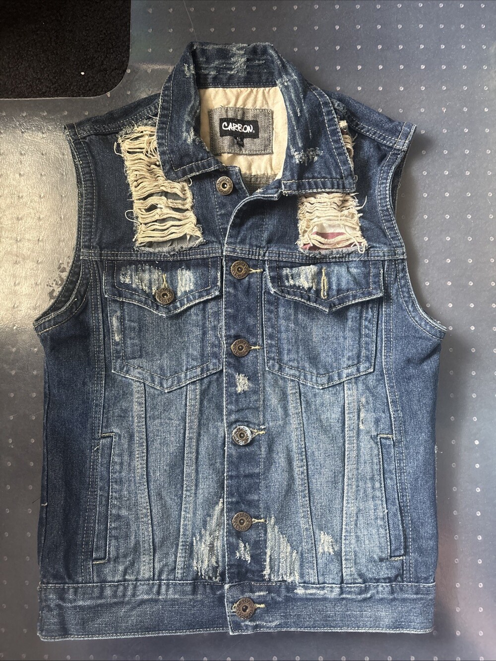 Carbon Americana Jean Vest Men's Small Woman's Med Rustic Country USA Retro